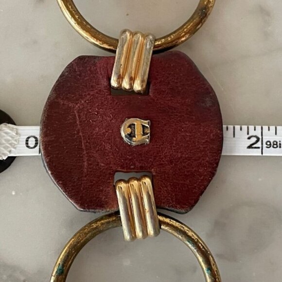 ETIENNE AIGNER Leather Gold Ring Signature Brown Vintage Belt 1515 - Picture 13 of 15